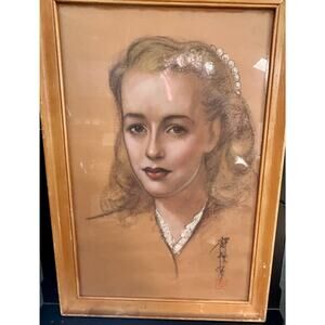 1940's Original Art Drawing Signed by Artist and Professionally Framed